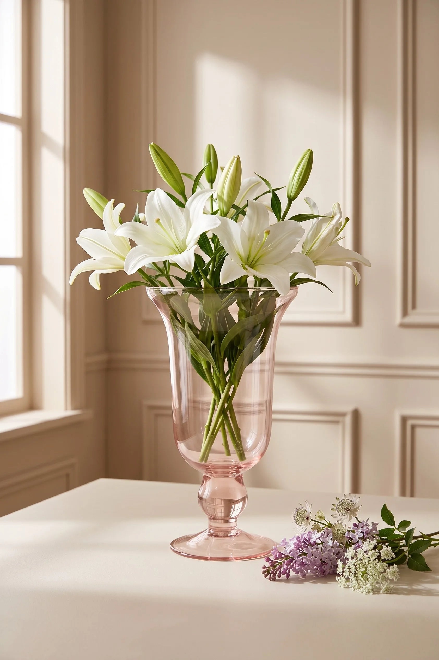 Blossom Chalice Smooth Glass Vase — Hand-Blown Glass from Firozabad, India — Festive Styling