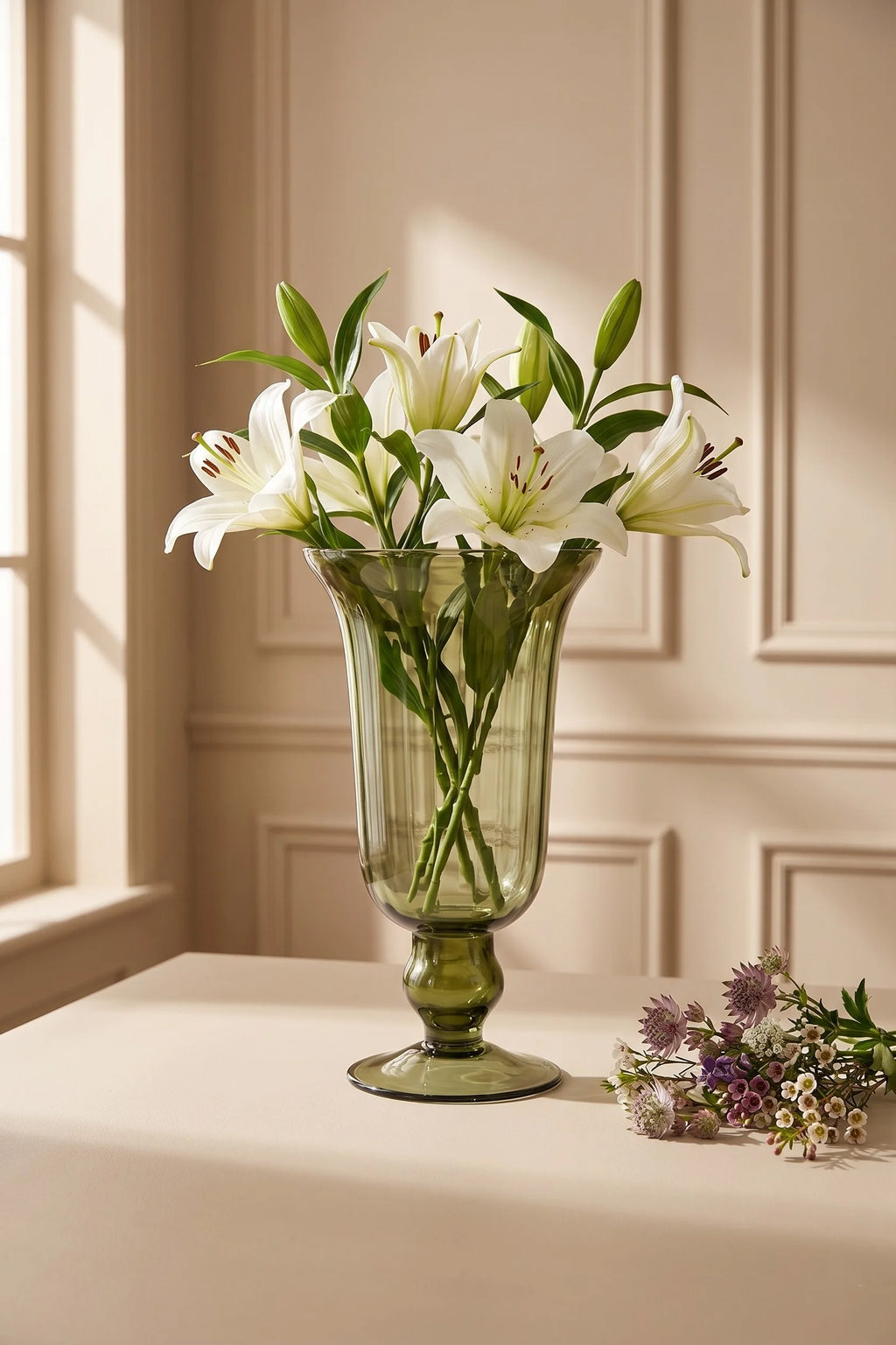 Pearl Bell Smooth Glass Vase — Hand-Blown Glass from Firozabad, India — Gifting Presentation