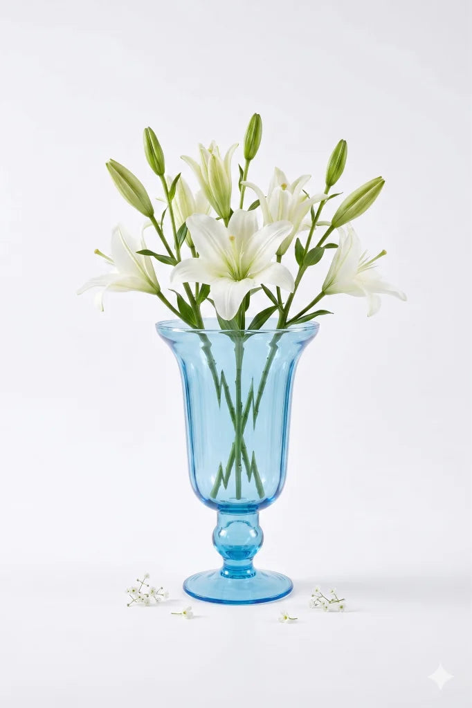 Baroque Chalice Smooth Glass Vase — Hand-Blown Glass from Firozabad, India — Light & Shadow