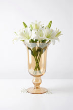 Blossom Chalice Smooth Glass Vase — Hand-Blown Glass from Firozabad, India — Styled for Home Décor