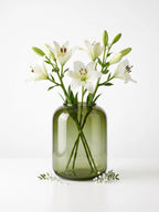 Botanist Wide Jar Glass Vase — Hand-Blown Glass from Firozabad, India — Handcrafted Finish