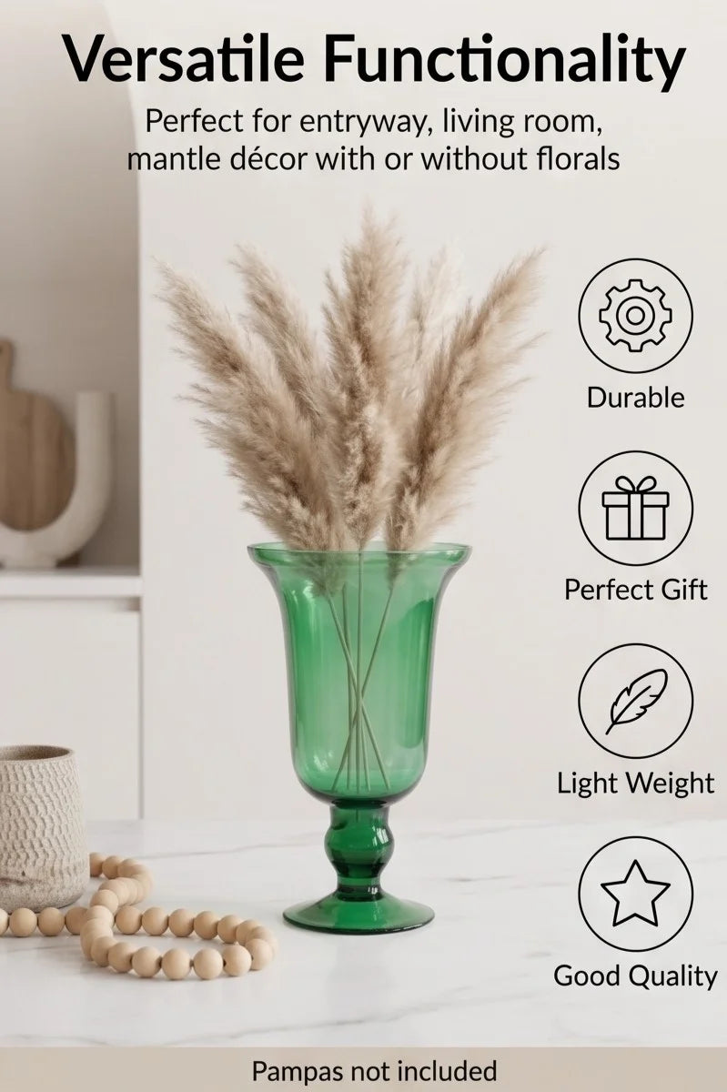 Pearl Bell Smooth Glass Vase — Hand-Blown Glass from Firozabad, India — Wedding Décor Use