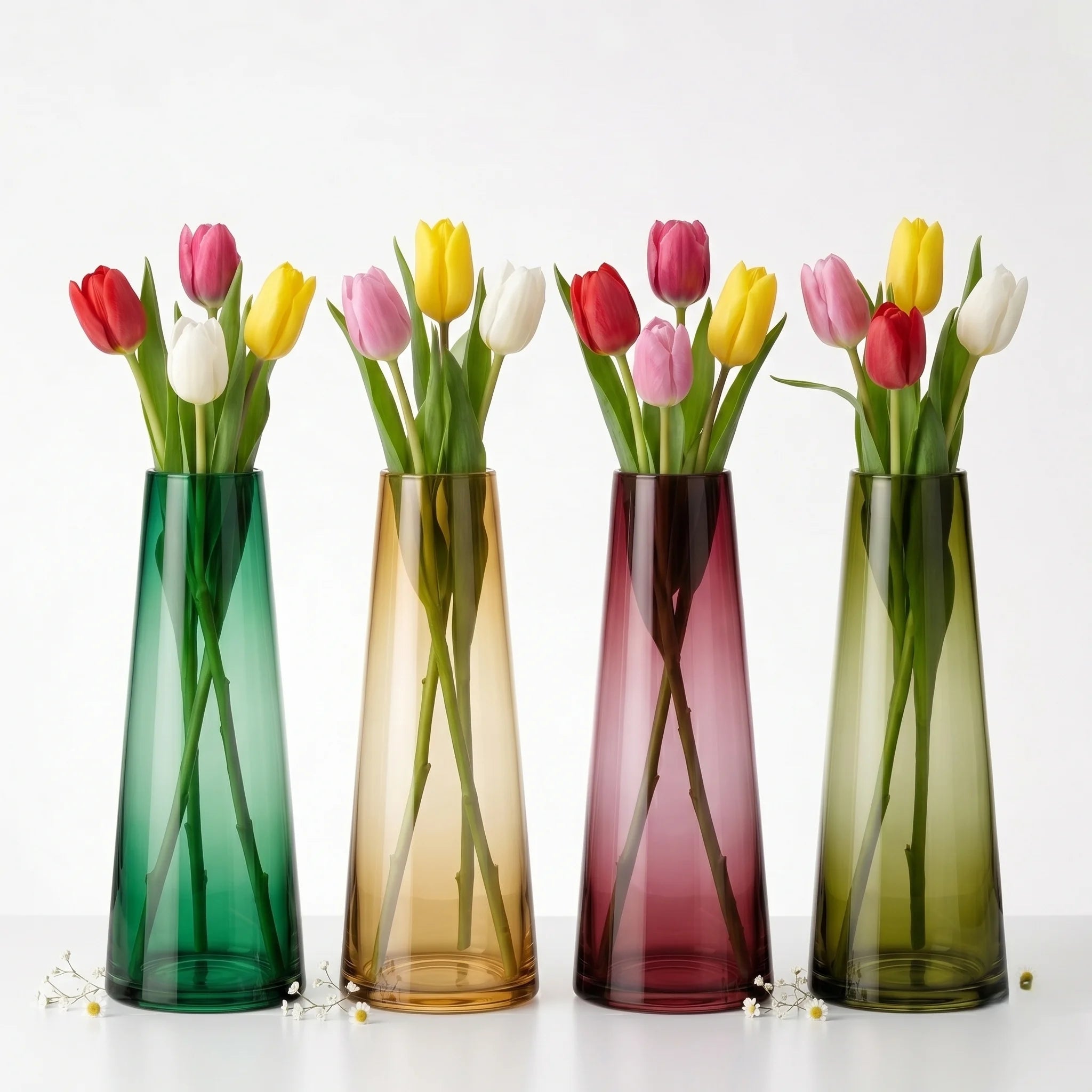 Terra Cone Smooth Glass Vase — Hand-Blown Glass from Firozabad, India — Side Angle View
