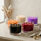 3-Wick Wide Bowl Coloured Wax Candle | Clear Glass | 55Hr Burn | 5 Dark Shades — Castle Crafts