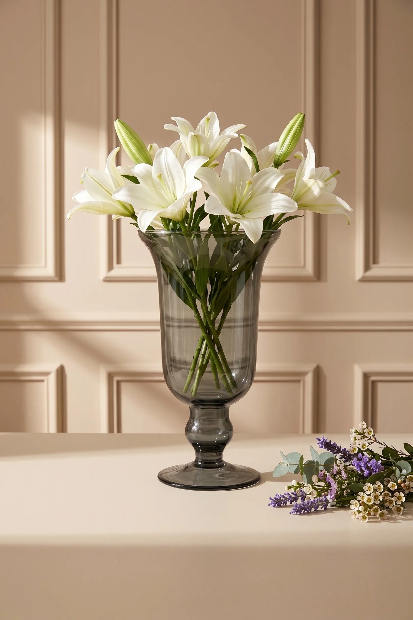 Baroque Chalice Smooth Glass Vase — Hand-Blown Glass from Firozabad, India — Handcrafted Finish