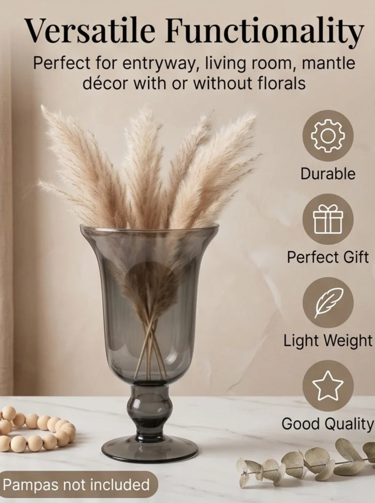 Baroque Chalice Smooth Glass Vase — Hand-Blown Glass from Firozabad, India — Tabletop View