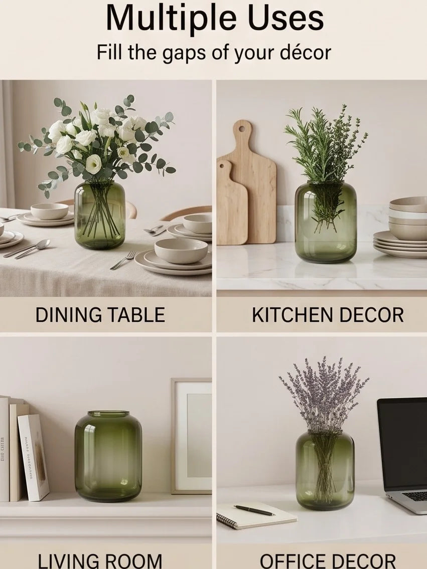 Botanist Wide Jar Glass Vase — Hand-Blown Glass from Firozabad, India — Wedding Décor Use