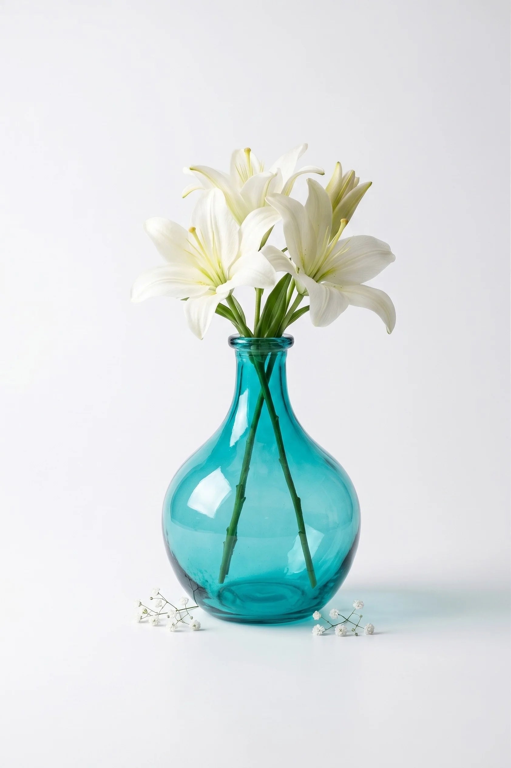 Artisan Droplet Neck Glass Vase — Hand-Blown Glass from Firozabad, India — Top View
