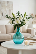 Artisan Droplet Neck Glass Vase — Hand-Blown Glass from Firozabad, India — Gifting Presentation