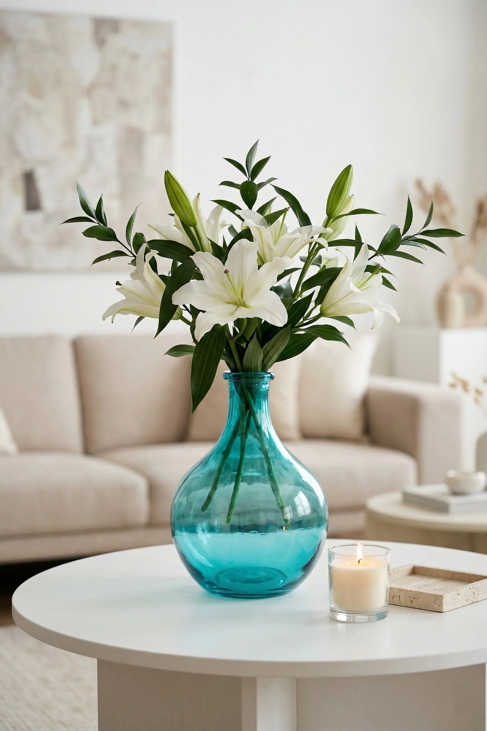 Artisan Droplet Neck Glass Vase — Hand-Blown Glass from Firozabad, India — Gifting Presentation