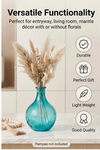 Artisan Droplet Neck Glass Vase — Hand-Blown Glass from Firozabad, India — Festive Styling