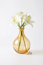Artisan Droplet Neck Glass Vase — Hand-Blown Glass from Firozabad, India — Light & Shadow