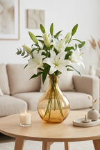 Artisan Droplet Neck Glass Vase — Hand-Blown Glass from Firozabad, India — Multi-Angle Showcase
