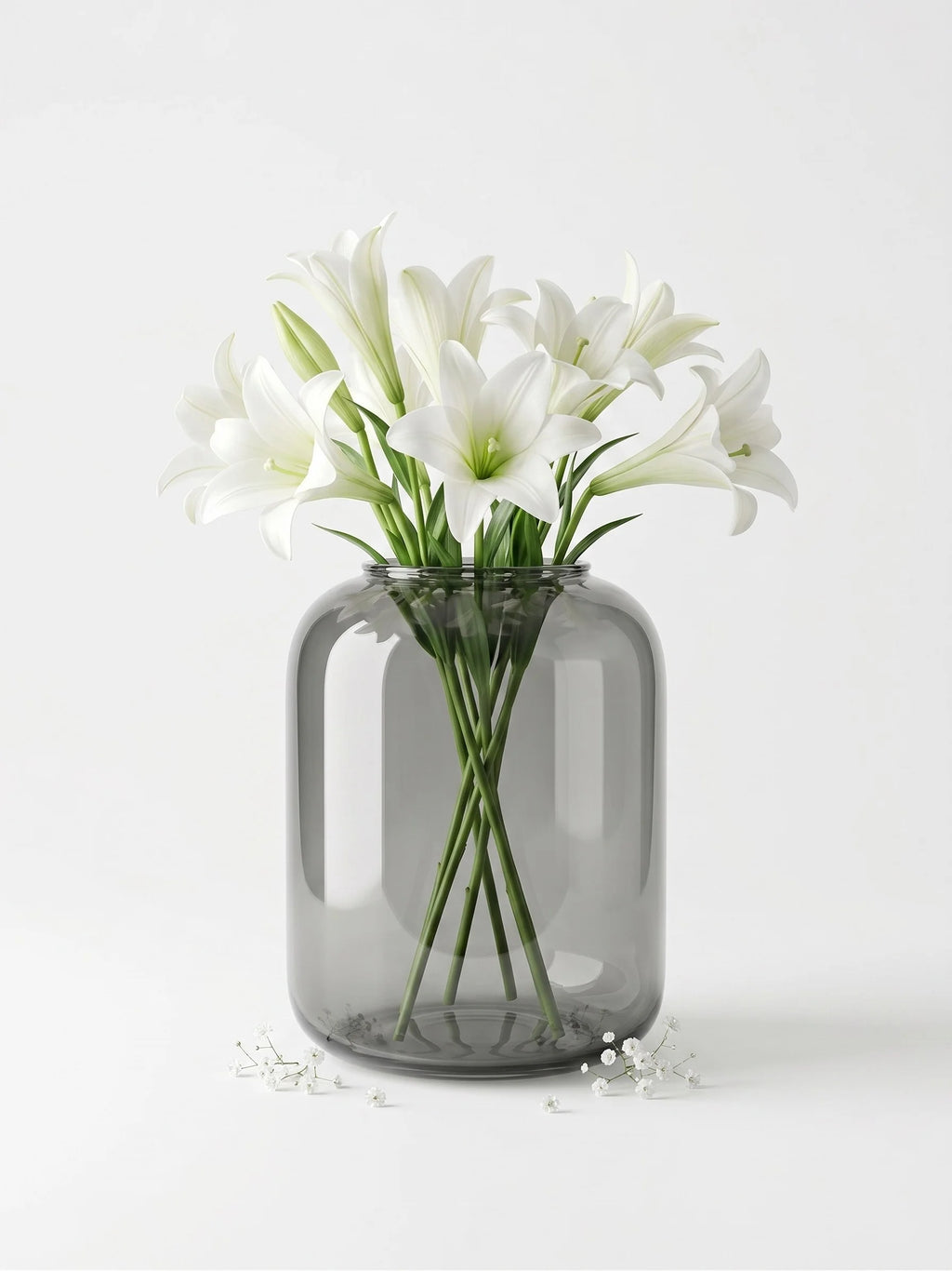 Misty Wide Jar Glass Vase — Hand-Blown Glass from Firozabad, India — Handcrafted Finish