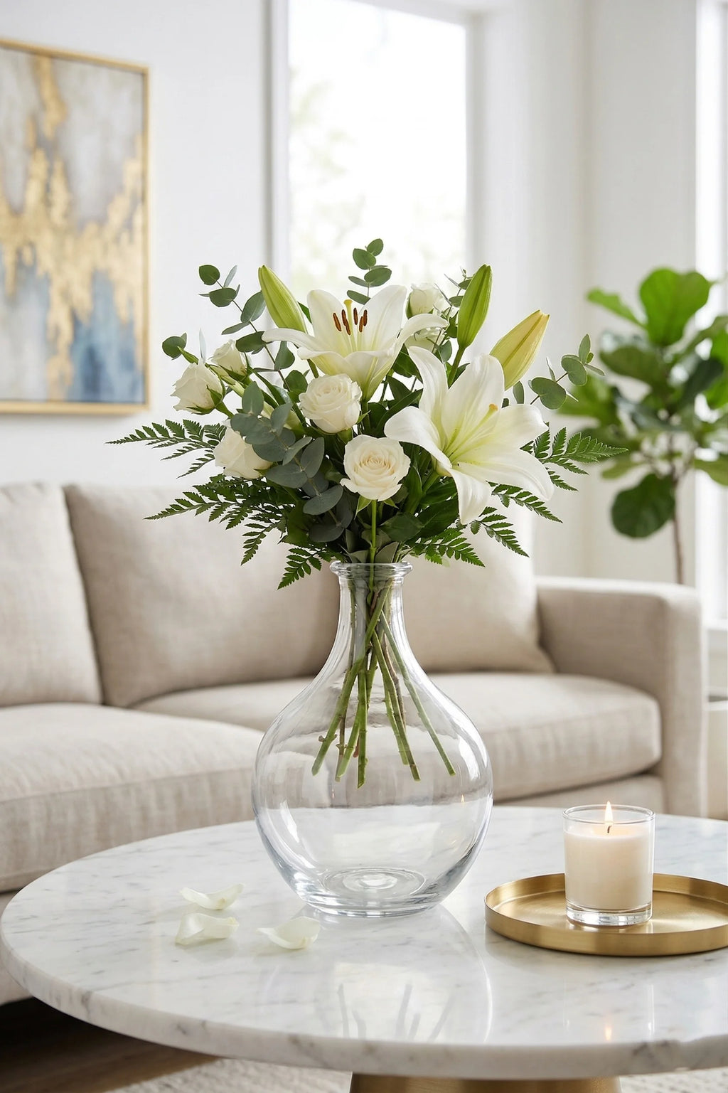 Artisan Droplet Neck Glass Vase — Hand-Blown Glass from Firozabad, India — Handcrafted Finish