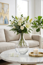 Artisan Droplet Neck Glass Vase — Hand-Blown Glass from Firozabad, India — Handcrafted Finish