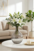 Artisan Droplet Neck Glass Vase — Hand-Blown Glass from Firozabad, India — Lifestyle Setting