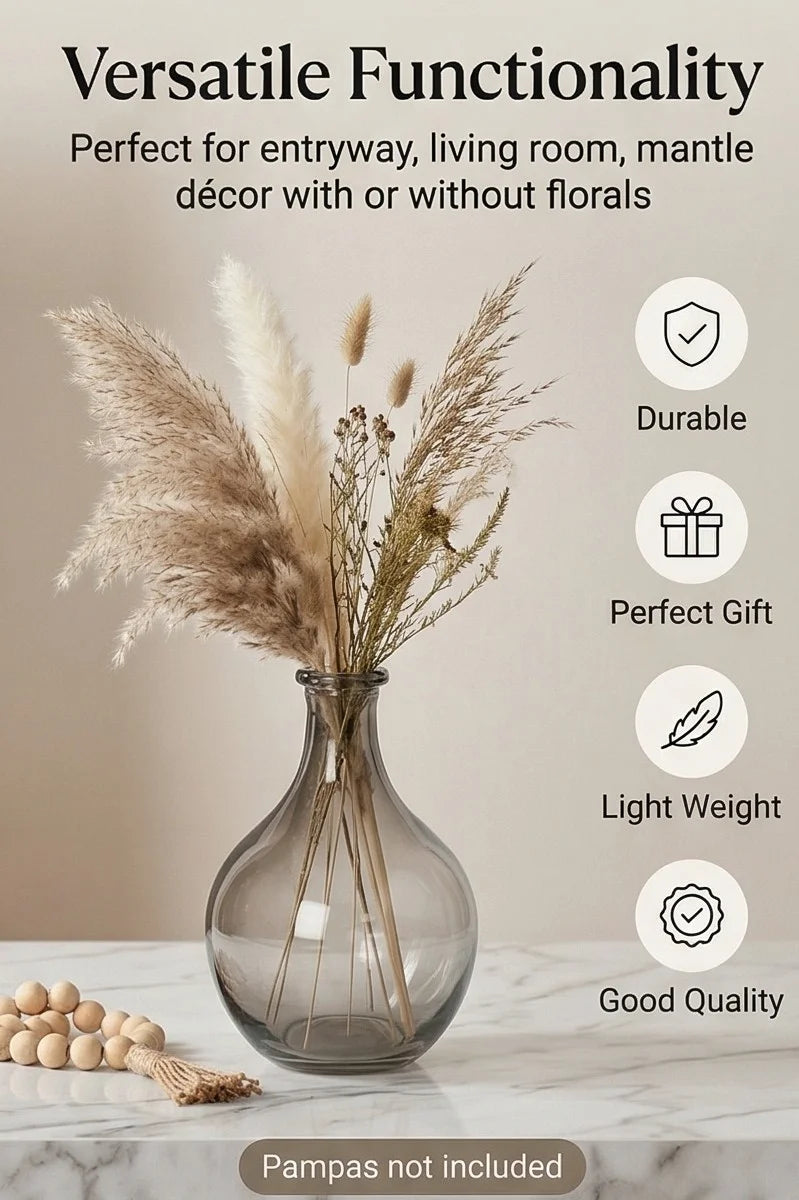 Artisan Droplet Neck Glass Vase — Hand-Blown Glass from Firozabad, India — Texture & Craftsmanship