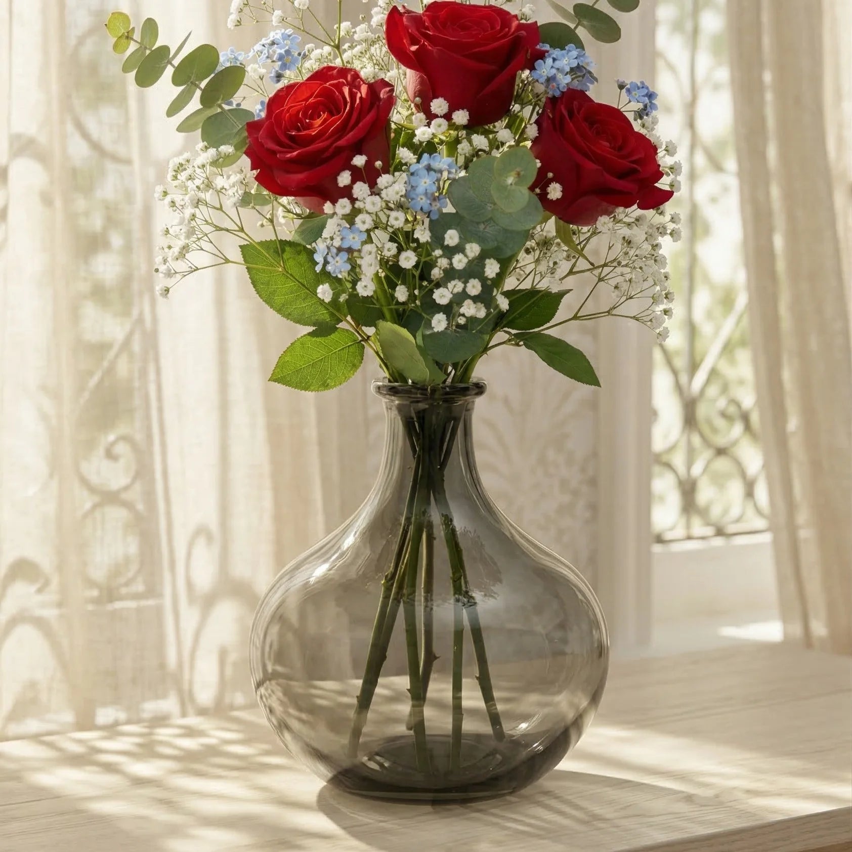 Artisan Droplet Neck Glass Vase — Hand-Blown Glass from Firozabad, India — Detail Close-Up