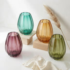 Harvest Fluted Oval Glass Vase — Hand-Blown Glass from Firozabad, India — Detail Close-Up