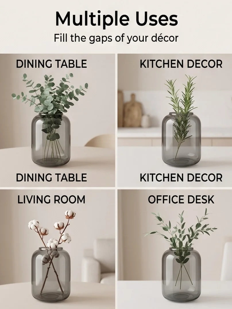 Misty Wide Jar Glass Vase — Hand-Blown Glass from Firozabad, India — Wedding Décor Use