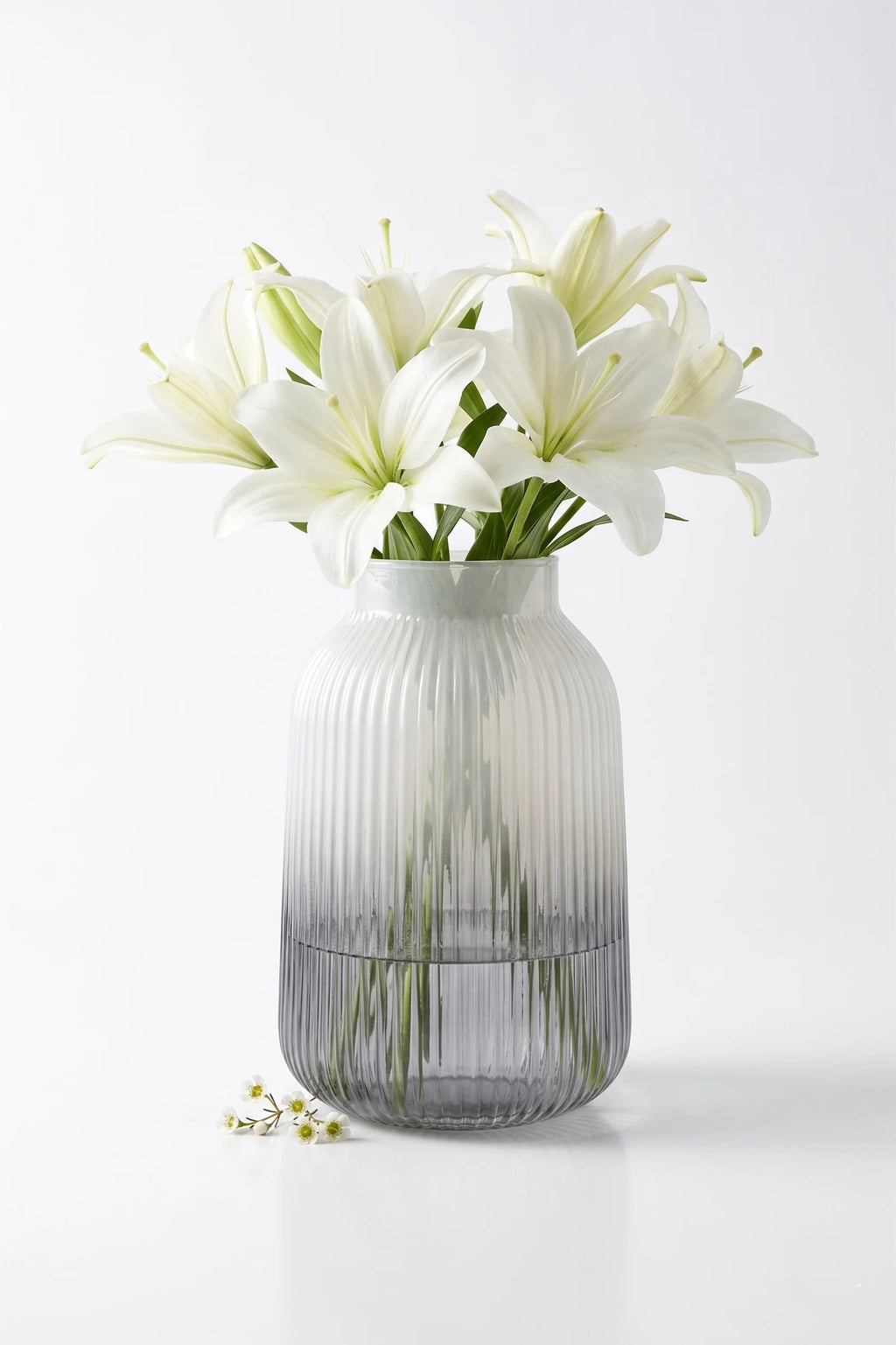 Dusk Ombré Ribbed Glass Vase — Hand-Blown Glass from Firozabad, India — Lifestyle Setting
