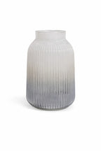 Dusk Ombré Ribbed Glass Vase — Hand-Blown Glass from Firozabad, India — Texture & Craftsmanship