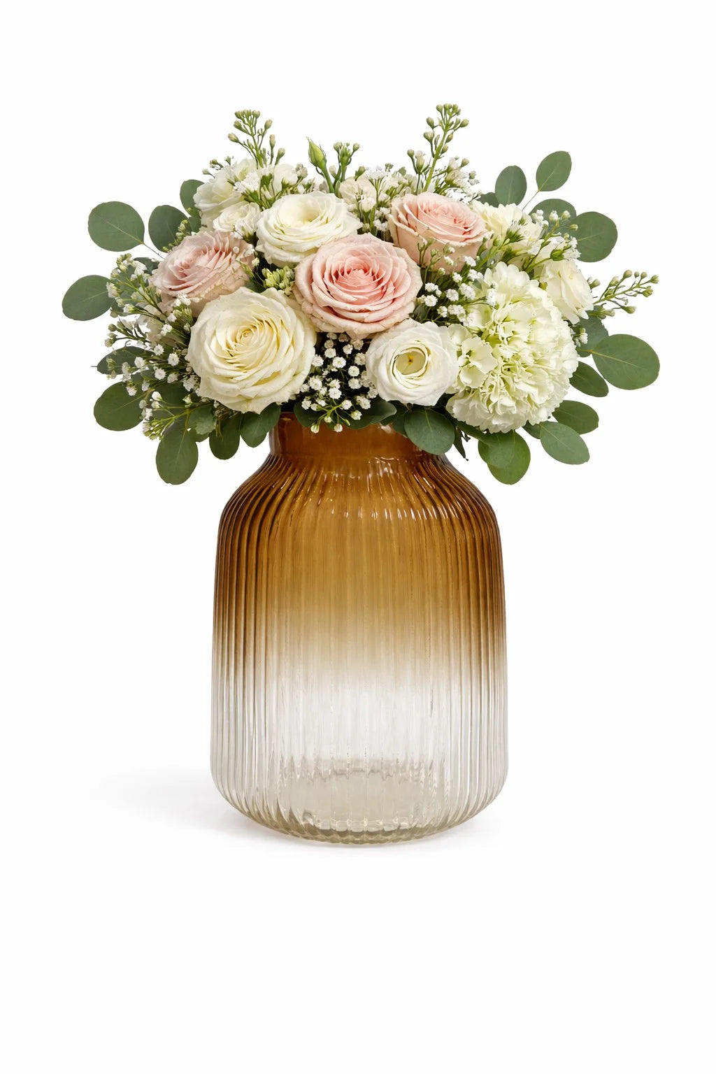 Dusk Ombré Ribbed Glass Vase — Hand-Blown Glass from Firozabad, India — Colour Variant