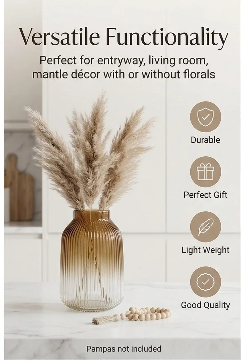 Petal Ombré Wide Glass Vase — Hand-Blown Glass from Firozabad, India — Light & Shadow
