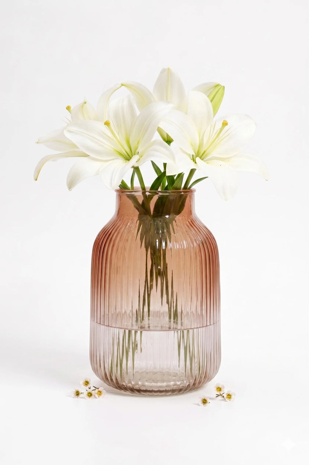 Petal Ombré Wide Glass Vase — Hand-Blown Glass from Firozabad, India — Styled for Home Décor