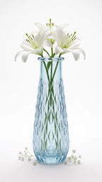 Glacier Lattice Slim Glass Vase — Hand-Blown Glass from Firozabad, India — Detail Close-Up