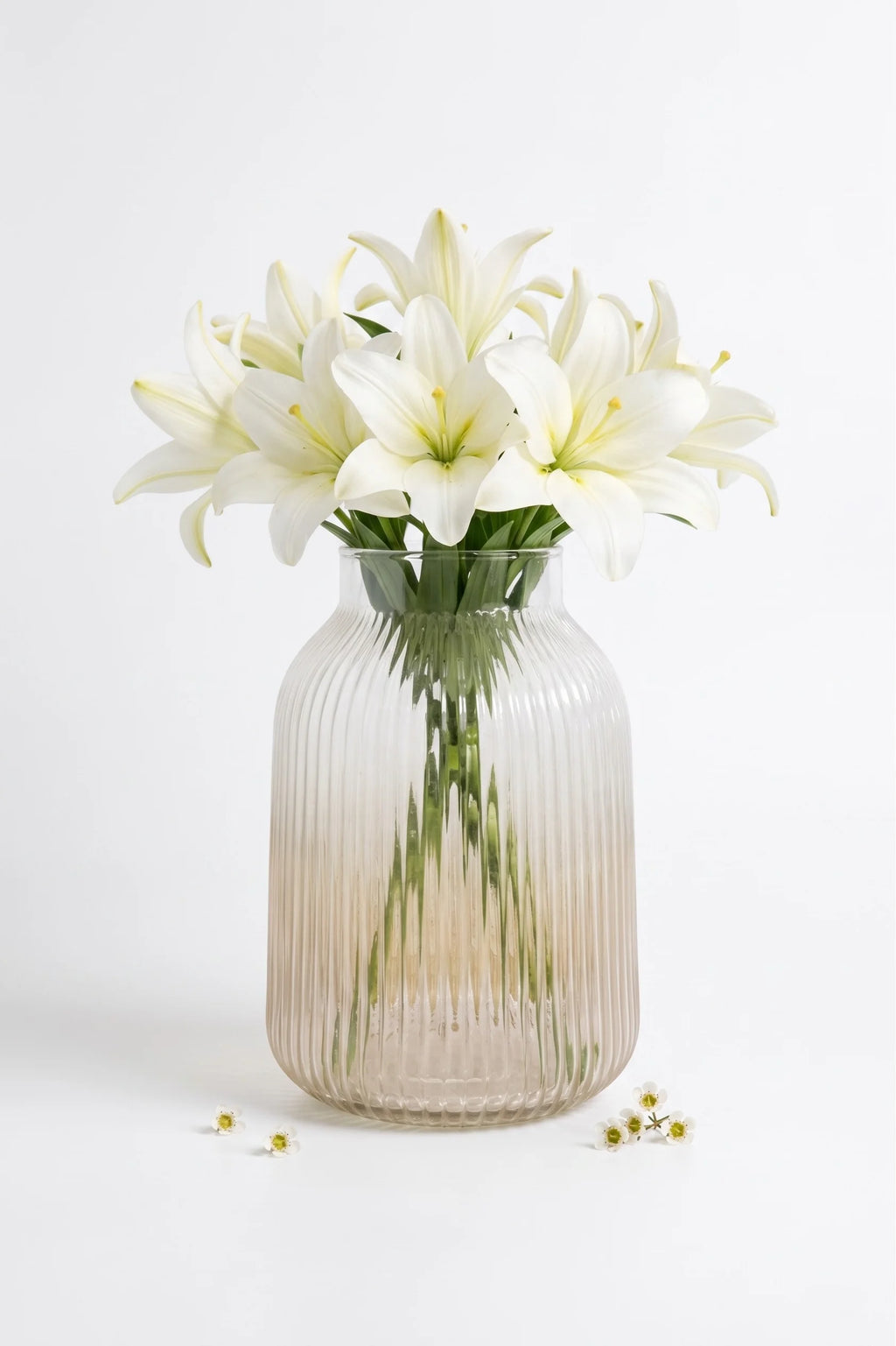 Dusk Ombré Ribbed Glass Vase — Hand-Blown Glass from Firozabad, India — Multi-Angle Showcase