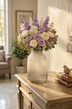 Dusk Ombré Ribbed Glass Vase — Hand-Blown Glass from Firozabad, India — Premium Detail