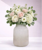 Dusk Ombré Ribbed Glass Vase — Hand-Blown Glass from Firozabad, India — Curated Display