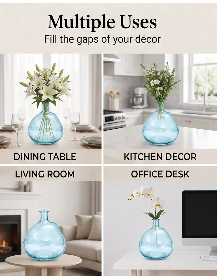 Nordic Globe Balloon Glass Vase — Hand-Blown Glass from Firozabad, India — Texture & Craftsmanship