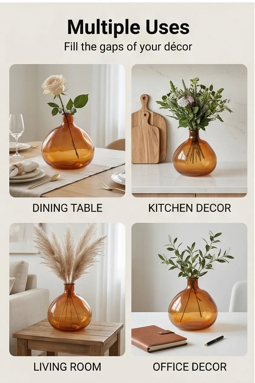 Harvest Globe Balloon Glass Vase — Hand-Blown Glass from Firozabad, India — Detail Close-Up