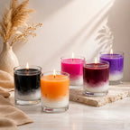 Two-Tone Ombre Coloured Wax Candle | Clear Glass | 30Hr Burn | Dark Shades — Castle Crafts