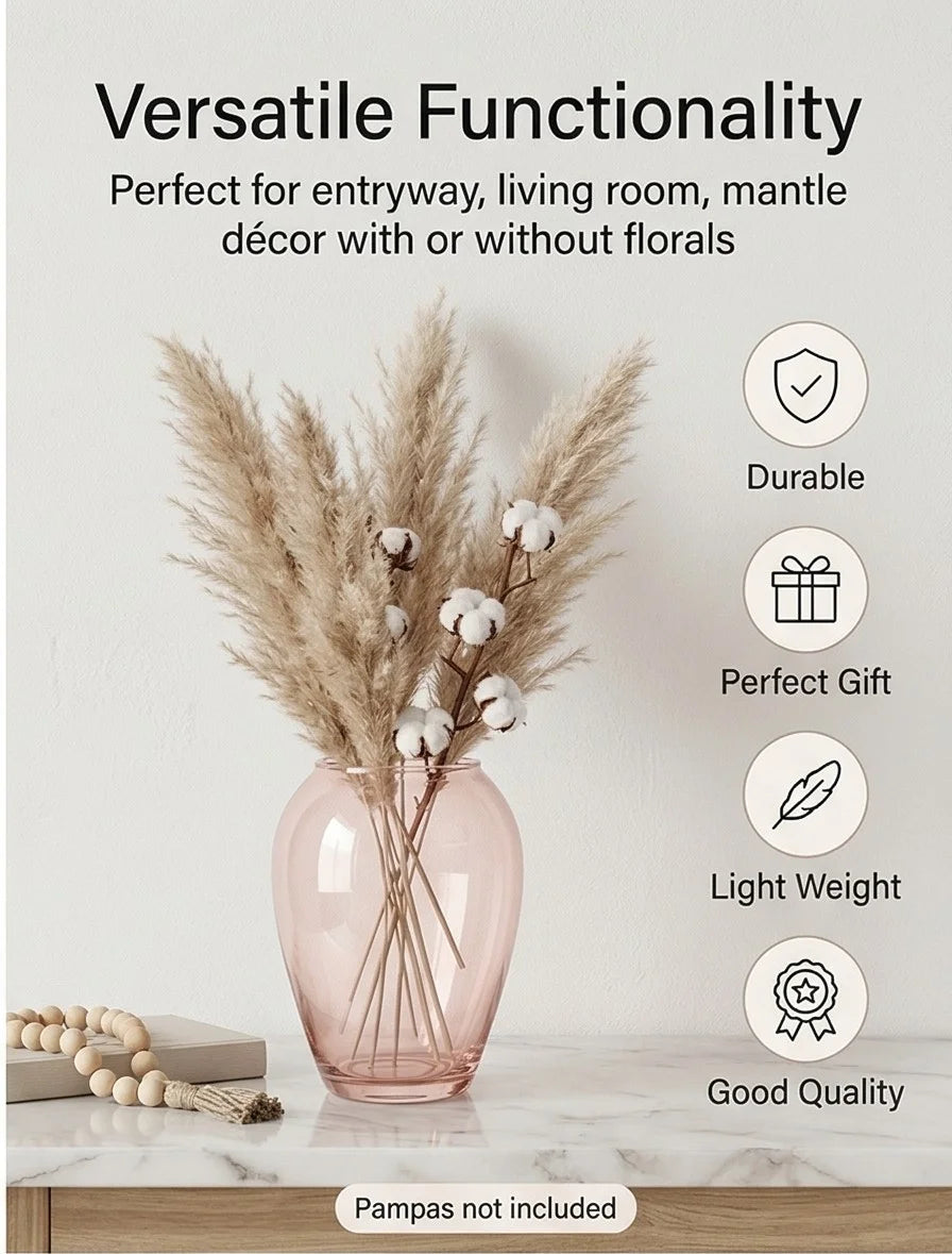 Misty Urn Wide Glass Vase — Hand-Blown Glass from Firozabad, India — Top View
