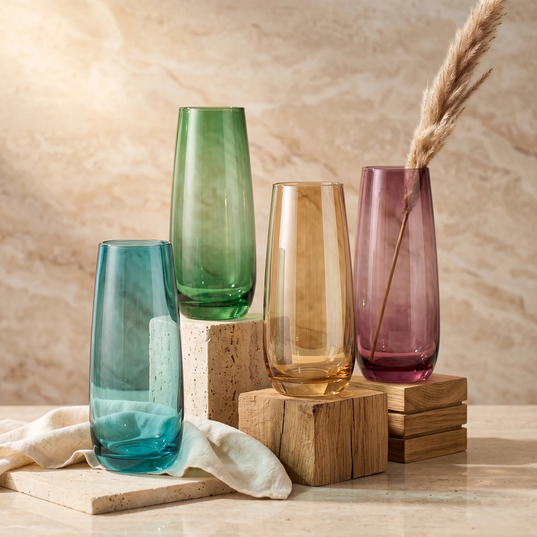 Vale Barrel Smooth Glass Vase — Hand-Blown Glass from Firozabad, India | Floral Arrangements & Home Styling