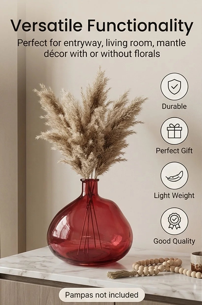 Harvest Globe Balloon Glass Vase — Hand-Blown Glass from Firozabad, India — Top View
