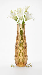 Diamond Lattice Slim Glass Vase — Hand-Blown Glass from Firozabad, India — Detail Close-Up