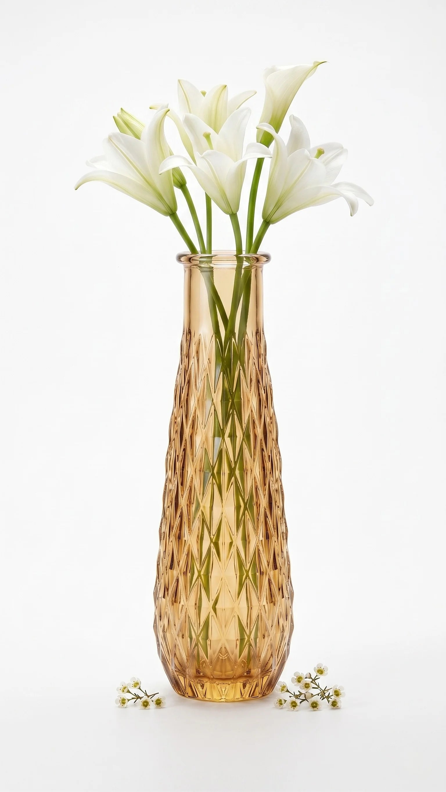 Diamond Lattice Slim Glass Vase — Hand-Blown Glass from Firozabad, India — Detail Close-Up