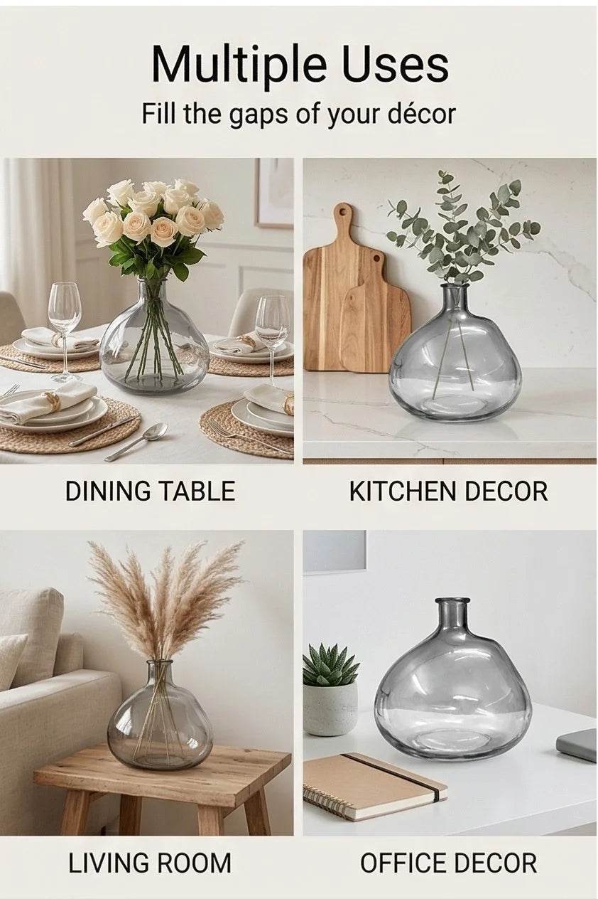 Nordic Globe Balloon Glass Vase — Hand-Blown Glass from Firozabad, India — Tabletop View