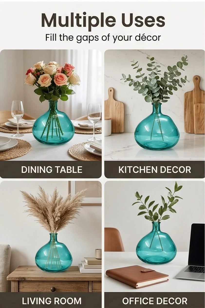 Harvest Globe Balloon Glass Vase — Hand-Blown Glass from Firozabad, India — Premium Detail