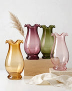 Garden Ruffle Smooth Glass Vase — Hand-Blown Glass from Firozabad, India | Floral Arrangements & Home Styling