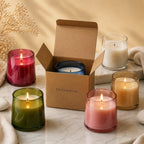 Sandalwood Classic Cylinder Glass Soy Wax Candle | 5 Colours — Hand-Blown Glass from Firozabad, India — Texture & Craftsma...