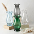 Aria Ruffle Smooth Glass Vase — Hand-Blown Glass from Firozabad, India | Floral Arrangements & Home Styling