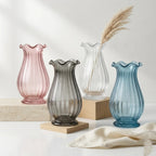 Petal Ruffle Ribbed Glass Vase — Hand-Blown Glass from Firozabad, India | Floral Arrangements & Home Styling