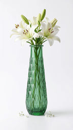 Glacier Lattice Slim Glass Vase — Hand-Blown Glass from Firozabad, India — Top View