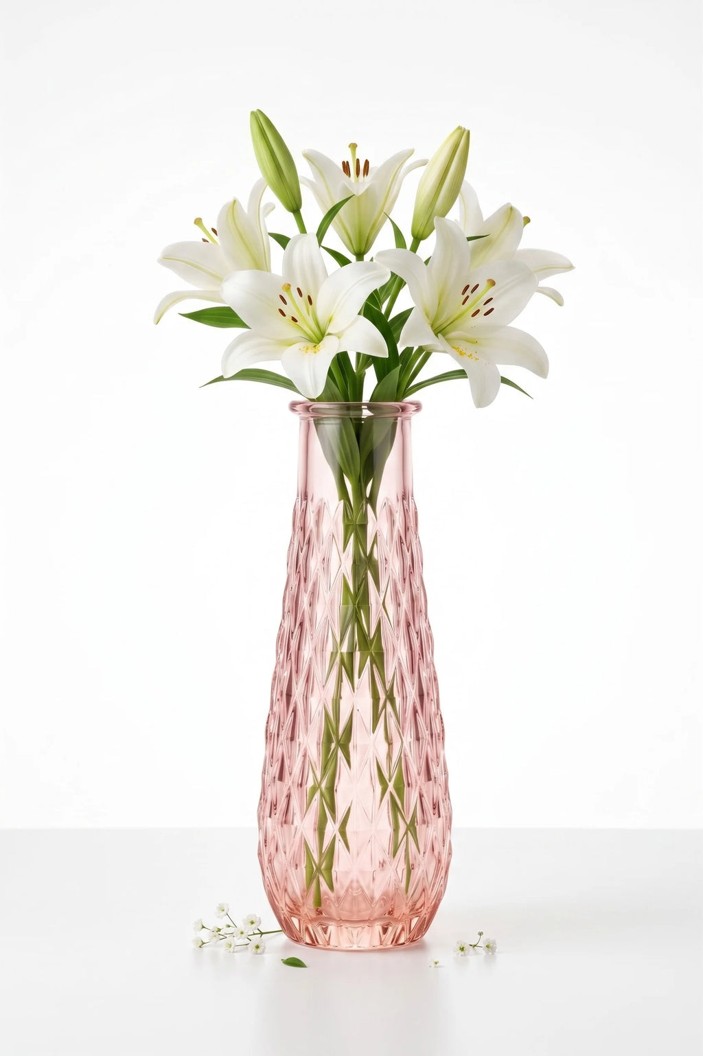 Diamond Lattice Slim Glass Vase — Hand-Blown Glass from Firozabad, India — Top View